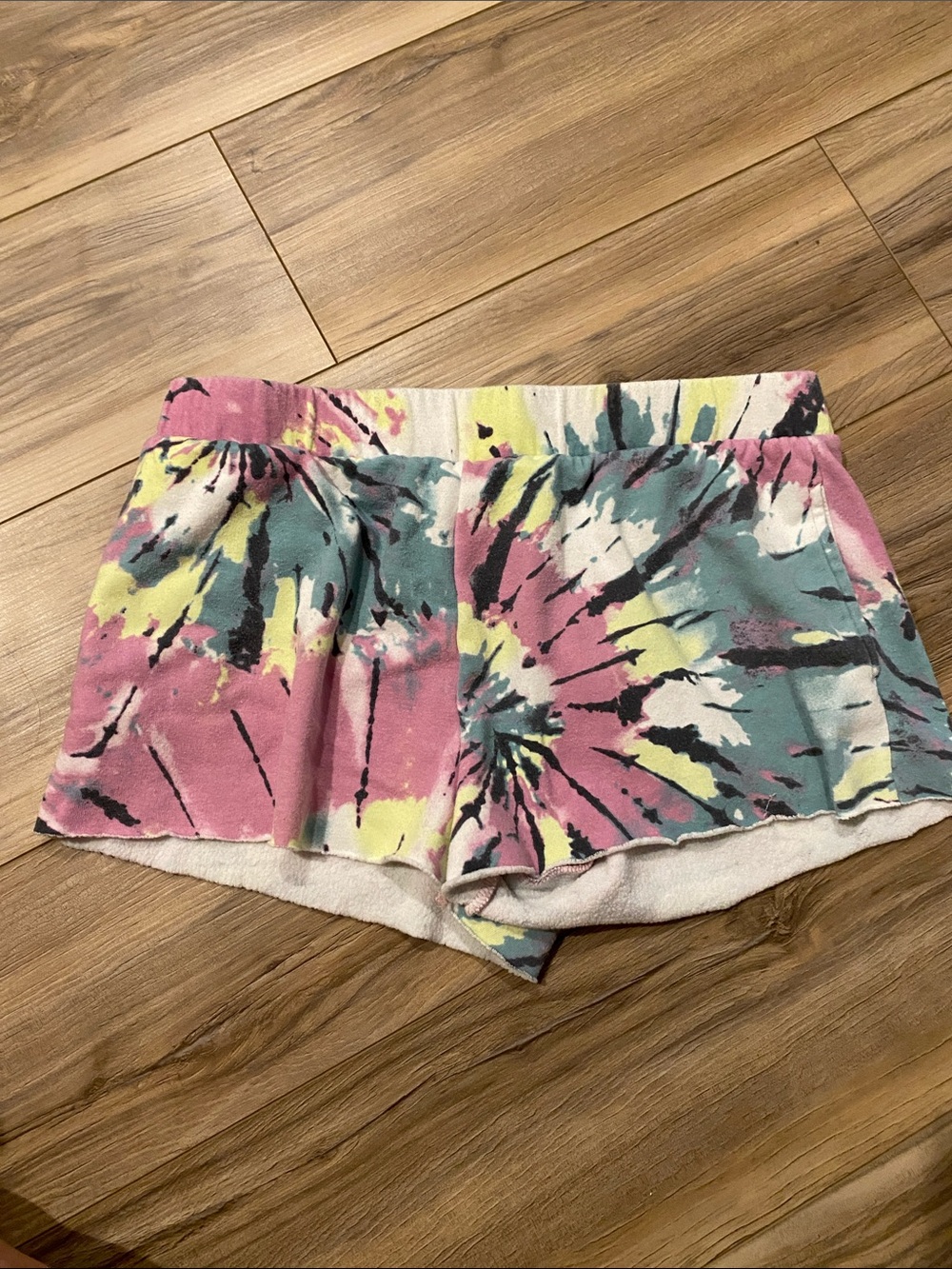 Colsie Tie-Dye Athletic Lounge Shorts - Pink, Teal & Yellow